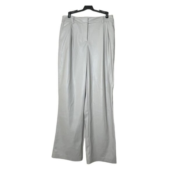 New House of Harlow Gray Vegan Leather Straight Leg Pants US 8